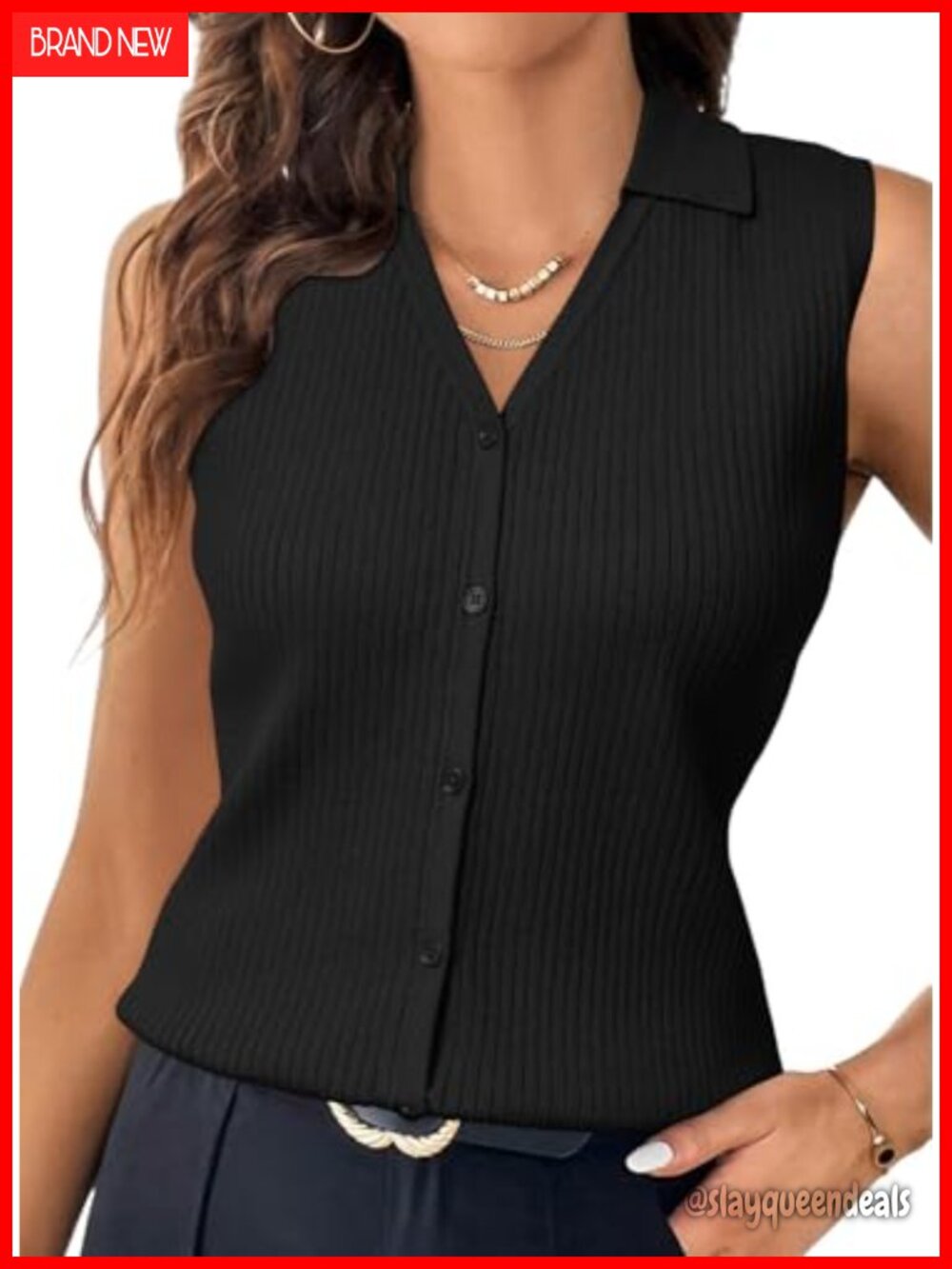 100% Combed Cotton Sleeveless Button Down Slim Fit Business Casual Tank Top